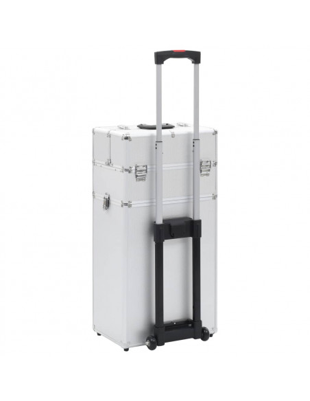 Valigia Trolley per Cosmetici in Alluminio Argento