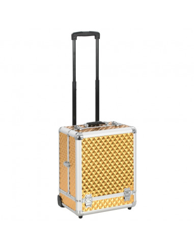 Valigia Trolley per Cosmetici 35x29x45 cm Oro in Alluminio