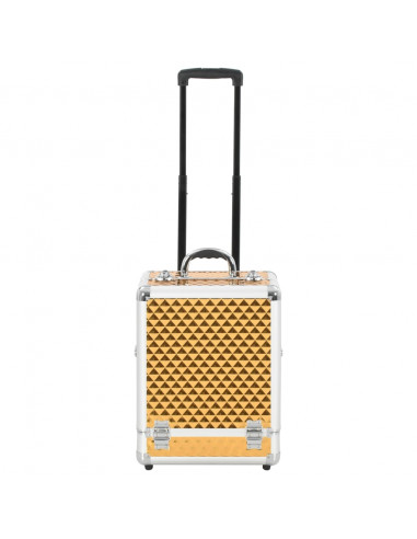Valigia Trolley per Cosmetici 35x29x45 cm Oro in Alluminio