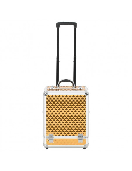 Valigia Trolley per Cosmetici 35x29x45 cm Oro in Alluminio