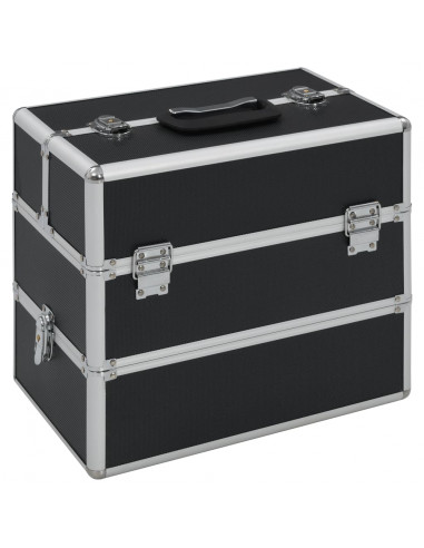 Valigia per Cosmetici 37x24x35 cm Nero in Alluminio