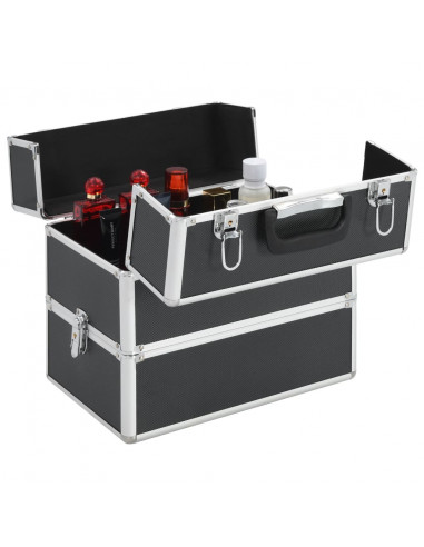 Valigia per Cosmetici 37x24x35 cm Nero in Alluminio