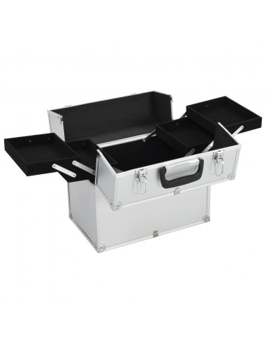 Valigia per Cosmetici 38x23x34 cm Argento in Alluminio