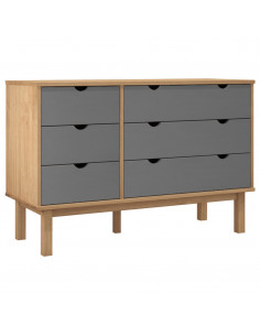 Cassettiera OTTA Marrone e Grigio 111x43x73,5 cm Legno di Pino 2