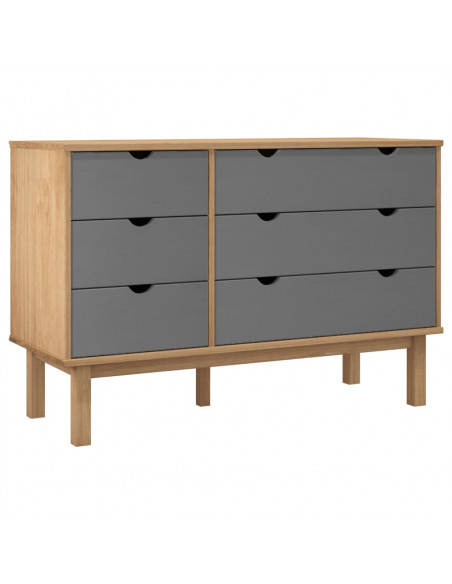 Cassettiera OTTA Marrone e Grigio 111x43x73,5 cm Legno di Pino