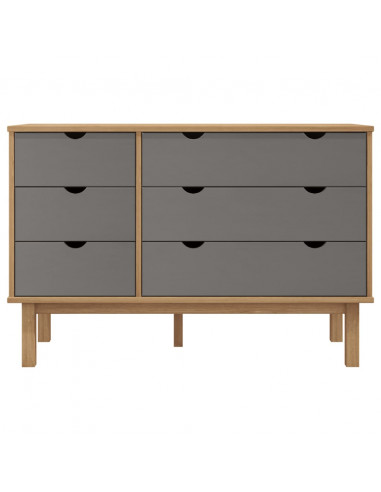 Cassettiera OTTA Marrone e Grigio 111x43x73,5 cm Legno di Pino