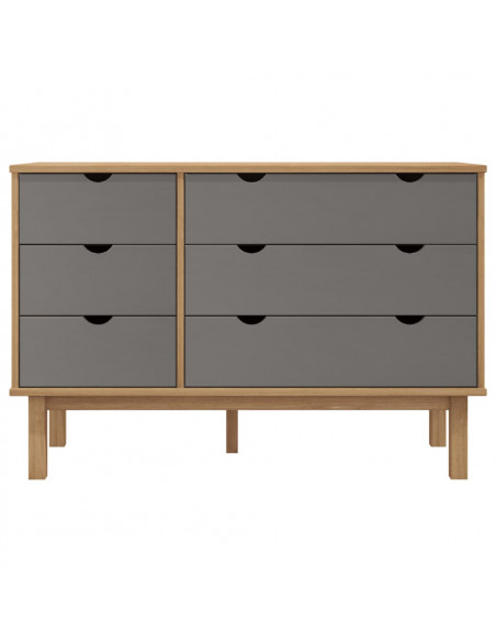 Cassettiera OTTA Marrone e Grigio 111x43x73,5 cm Legno di Pino