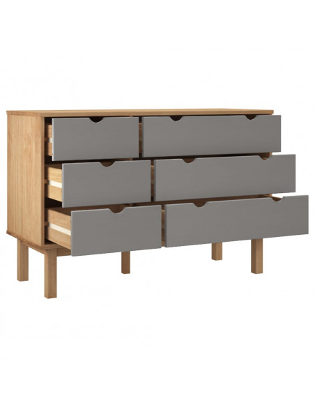 Cassettiera OTTA Marrone e Grigio 111x43x73,5 cm Legno di Pino