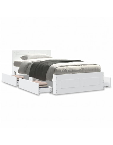 Giroletto con Testiera Bianco 100x200 cm in Legno Multistrato