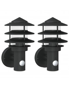 Applique per Esterno con Sensore 2 pz Nere in Acciaio Inox 2