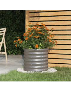 Vaso da Giardino Acciaio Verniciato a Polvere 40x40x36cm Grigio