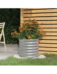 Vaso Giardino Acciaio Verniciato a Polvere 40x40x36 cm Argento
