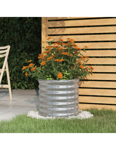 Vaso Giardino Acciaio Verniciato a Polvere 40x40x36 cm Argento Vaso Giardino Acciaio Verniciato a Polvere 40x40x36 cm Argento
