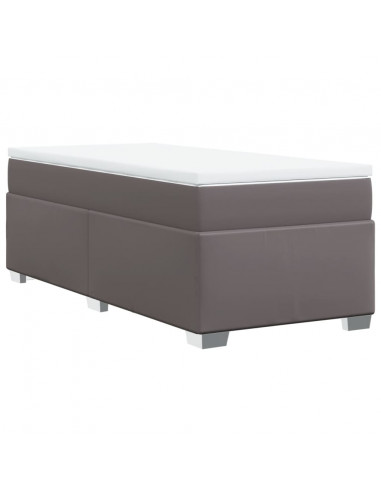 Giroletto a Molle con Materasso Grigio 90x190 cm in Similpelle