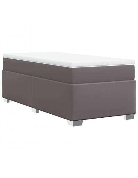 Giroletto a Molle con Materasso Grigio 90x190 cm in Similpelle