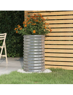 Vaso Giardino Acciaio Verniciato a Polvere 40x40x68 cm Argento