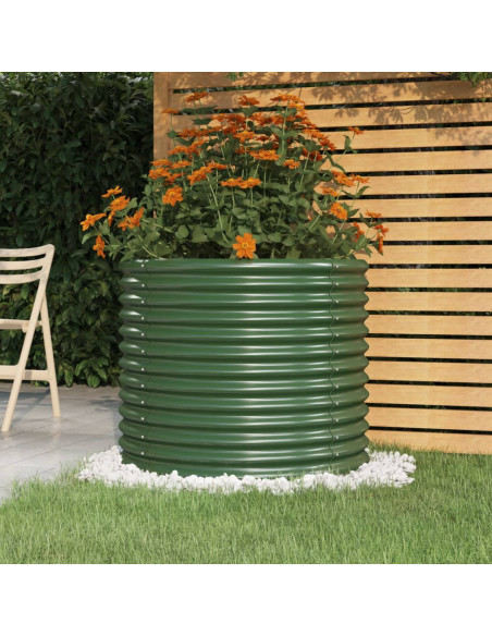 Vaso da Giardino Acciaio Verniciato a Polvere 80x80x68 cm Verde