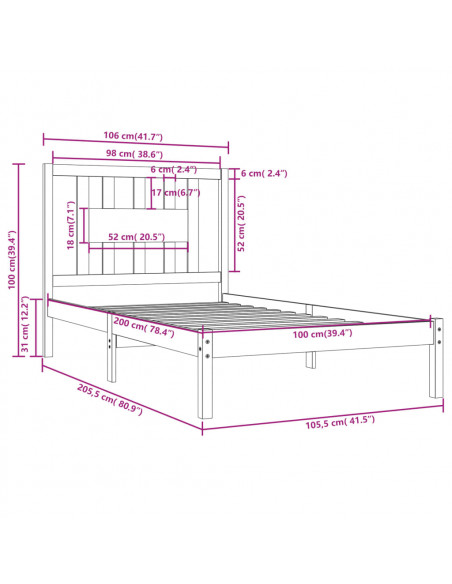 Giroletto Miele in Legno Massello di Pino 100x200 cm