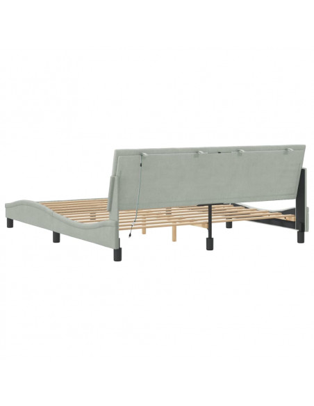 Giroletto con Luci LED Grigio Chiaro 180x200 cm in Velluto