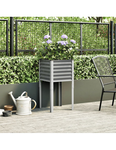 Fioriera da Giardino Grigia 45x45x88 cm in Acciaio