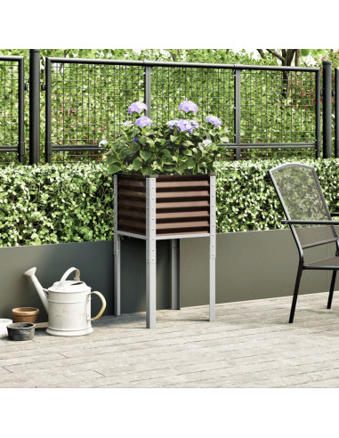 Fioriera da Giardino Marrone 45x45x88 cm in Acciaio