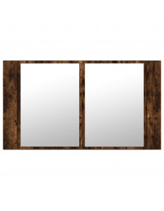 Armadietto a Specchio con LED Rovere Fumo 80x12x45cm Acrilico 2