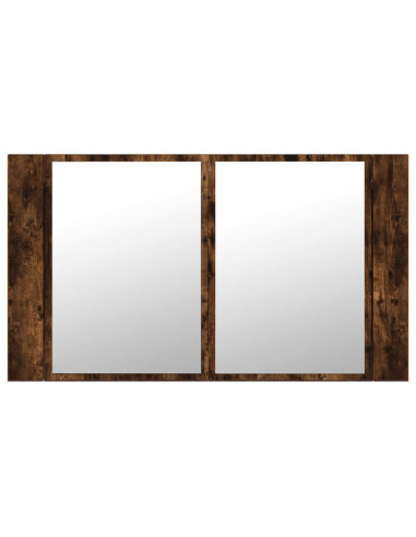Armadietto a Specchio con LED Rovere Fumo 80x12x45cm Acrilico
