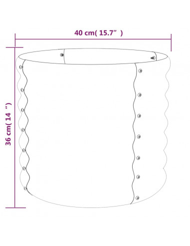 Vaso da Giardino Acciaio Verniciato a Polvere 40x40x36cm Grigio