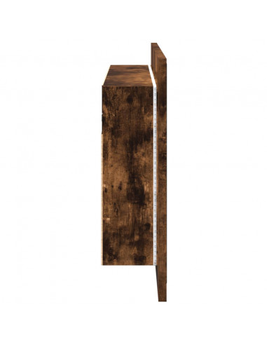Armadietto a Specchio con LED Rovere Fumo 80x12x45cm Acrilico