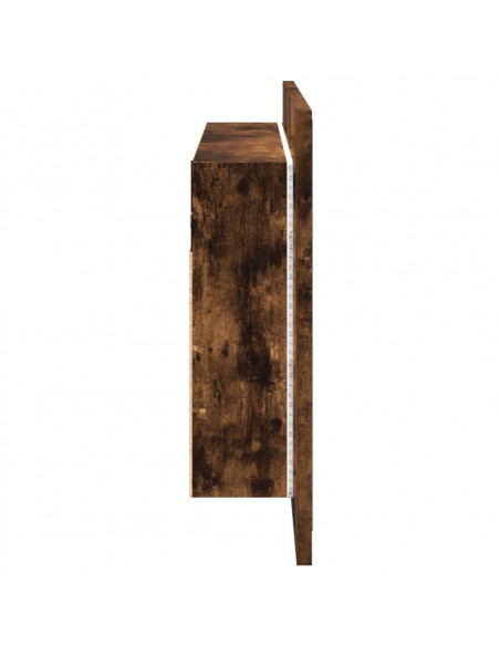 Armadietto a Specchio con LED Rovere Fumo 80x12x45cm Acrilico