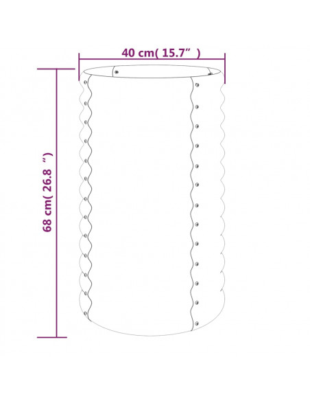 Vaso da Giardino Acciaio Verniciato a Polvere 40x40x68 cm Verde