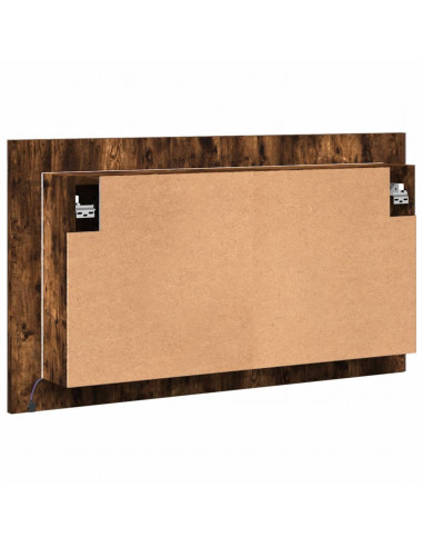 Armadietto a Specchio con LED Rovere Fumo 80x12x45cm Acrilico
