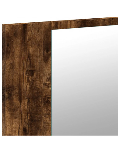 Armadietto a Specchio con LED Rovere Fumo 80x12x45cm Acrilico