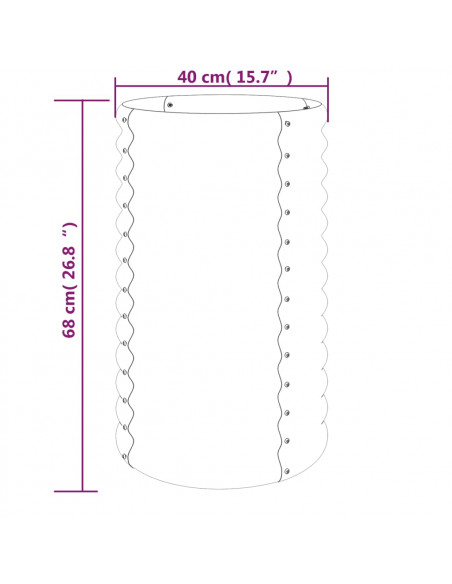 Vaso Giardino Acciaio Verniciato a Polvere 40x40x68 cm Argento