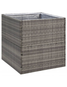 Fioriera da Giardino Grigia 80x80x80 cm in Polyrattan 2