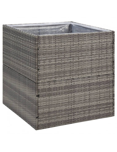 Fioriera da Giardino Grigia 80x80x80 cm in Polyrattan
