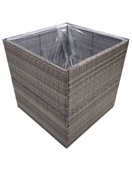 Fioriera da Giardino Grigia 80x80x80 cm in Polyrattan