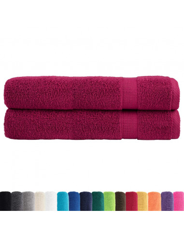 Asciugamani Premium 2 pz Bordeaux 100x200cm 600gsm 100% Cotone