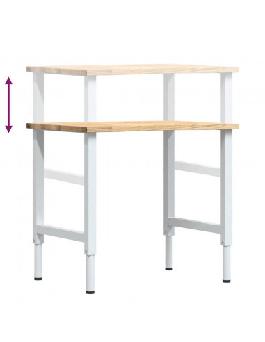 Banco da Lavoro 80x60x(71,5-98) cm Legno Massello Rovere