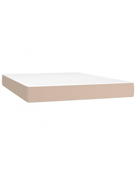 Giroletto Molle Materasso e LED Cappuccino 140x190cm Similpelle