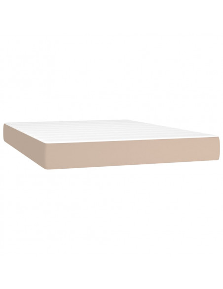 Giroletto Molle Materasso e LED Cappuccino 140x200cm Similpelle