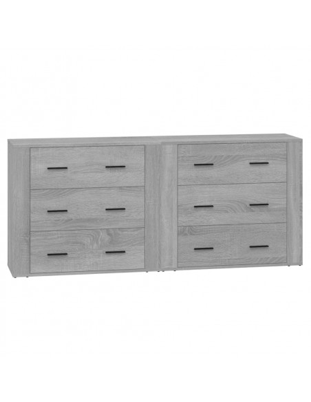 Credenze 2 pz Grigio Sonoma in Legno Multistrato