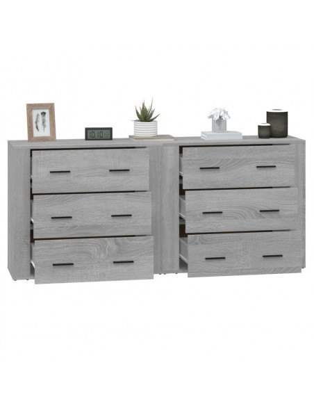 Credenze 2 pz Grigio Sonoma in Legno Multistrato