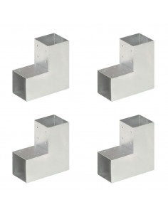 Connettori per Pali a Forma di L 4 pz Metallo Zincato 91x91 mm 2