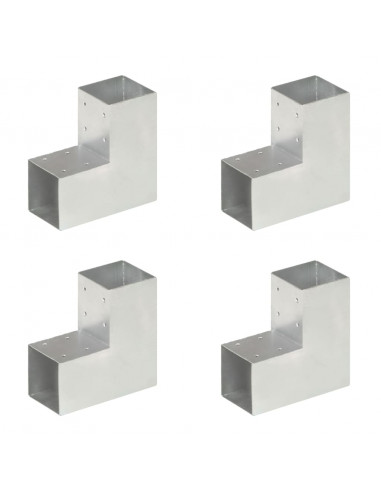 Connettori per Pali a Forma di L 4 pz Metallo Zincato 91x91 mm