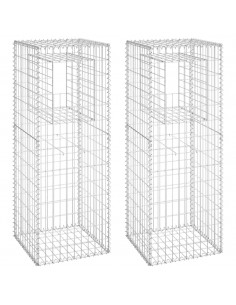 Cesti a Gabbione a Torre 2 pz 50x50x140 cm in Ferro 2