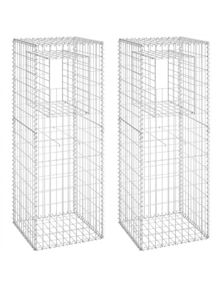 Cesti a Gabbione a Torre 2 pz 50x50x140 cm in Ferro