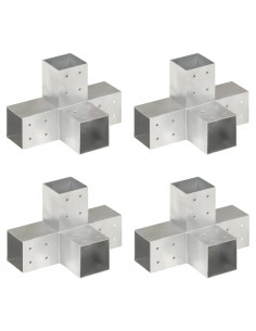 Connettori per Pali a Forma di X 4 pz Metallo Zincato 81x81 mm 2