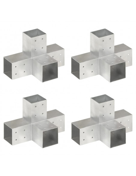 Connettori per Pali a Forma di X 4 pz Metallo Zincato 81x81 mm