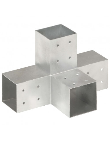 Connettori per Pali a Forma di X 4 pz Metallo Zincato 81x81 mm